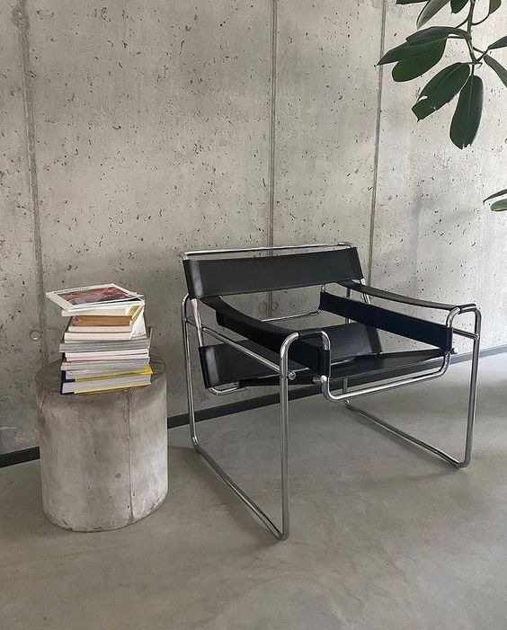 Tubular Steel Leather Accent Chair polished frame detail