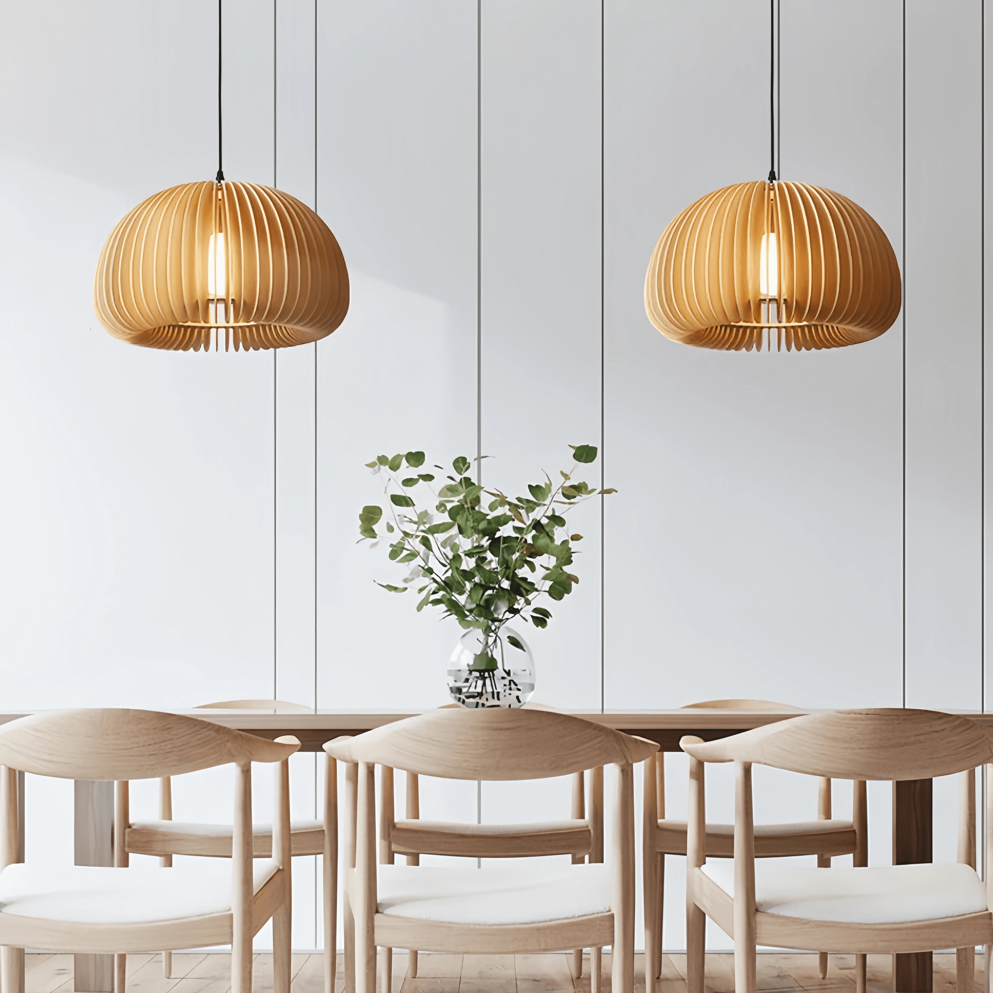 Bamboo & Wooden Pendant Light — product view 1