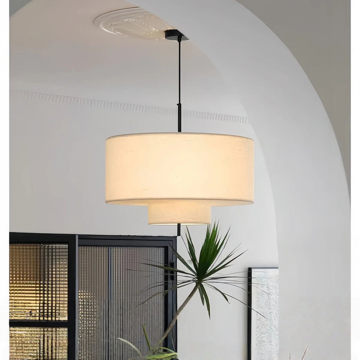 Iron + Linen Fabric Pendant Light — product view 2