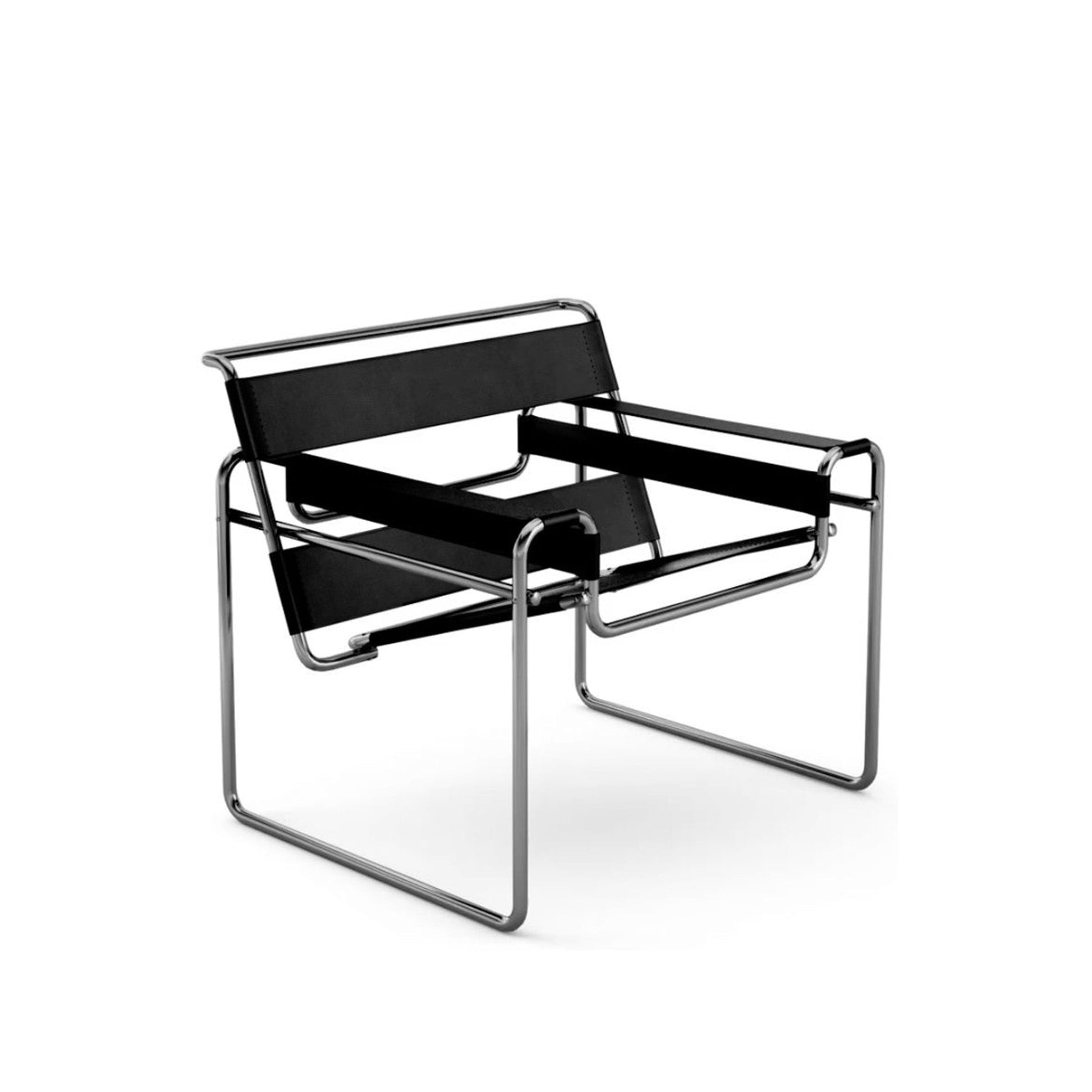 Tubular Steel Leather Accent Chair in quiet reading corner