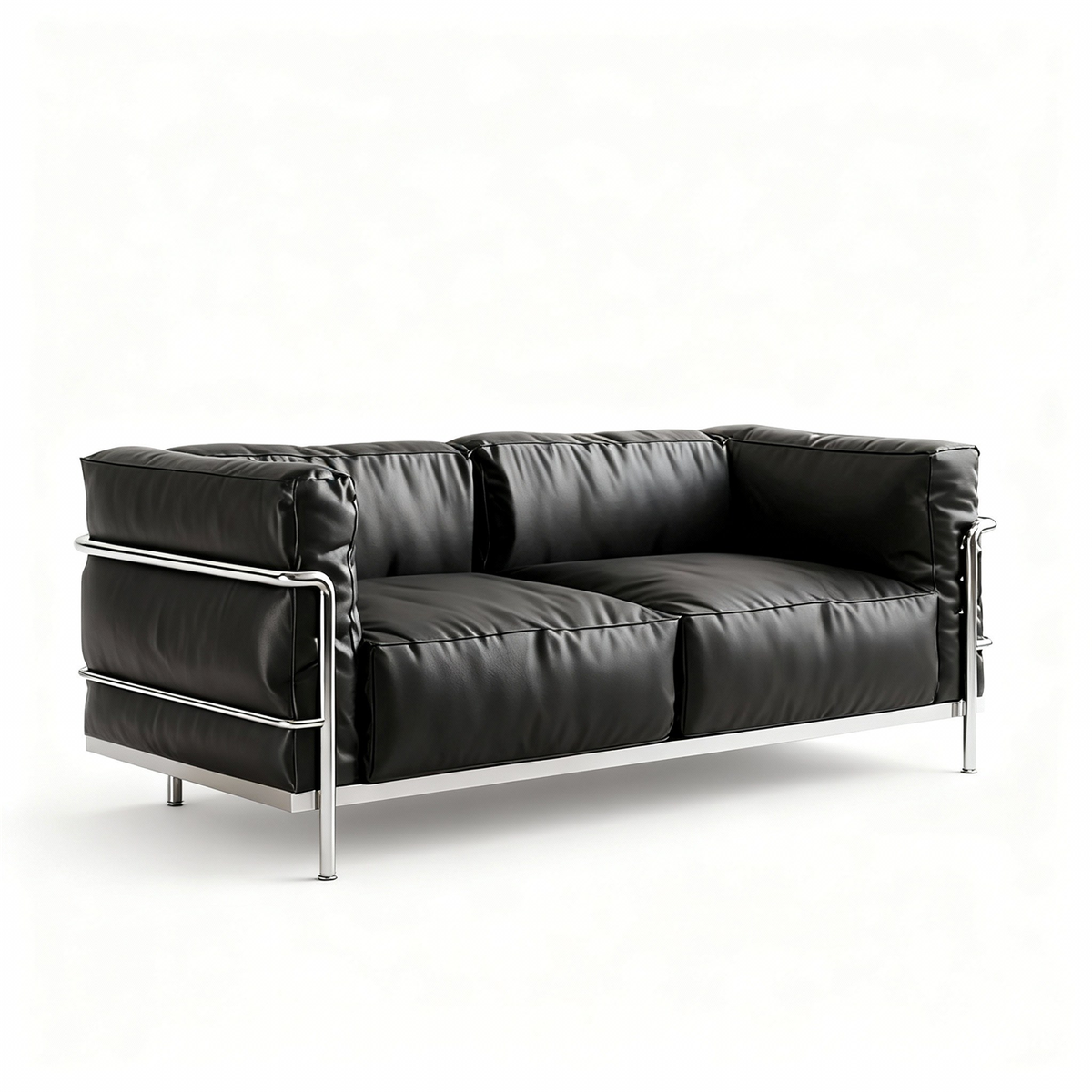 Box Frame Leather Lounge Sofa in two seater front view