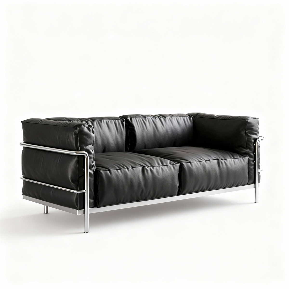Box Frame Leather Lounge Sofa in two seater side view