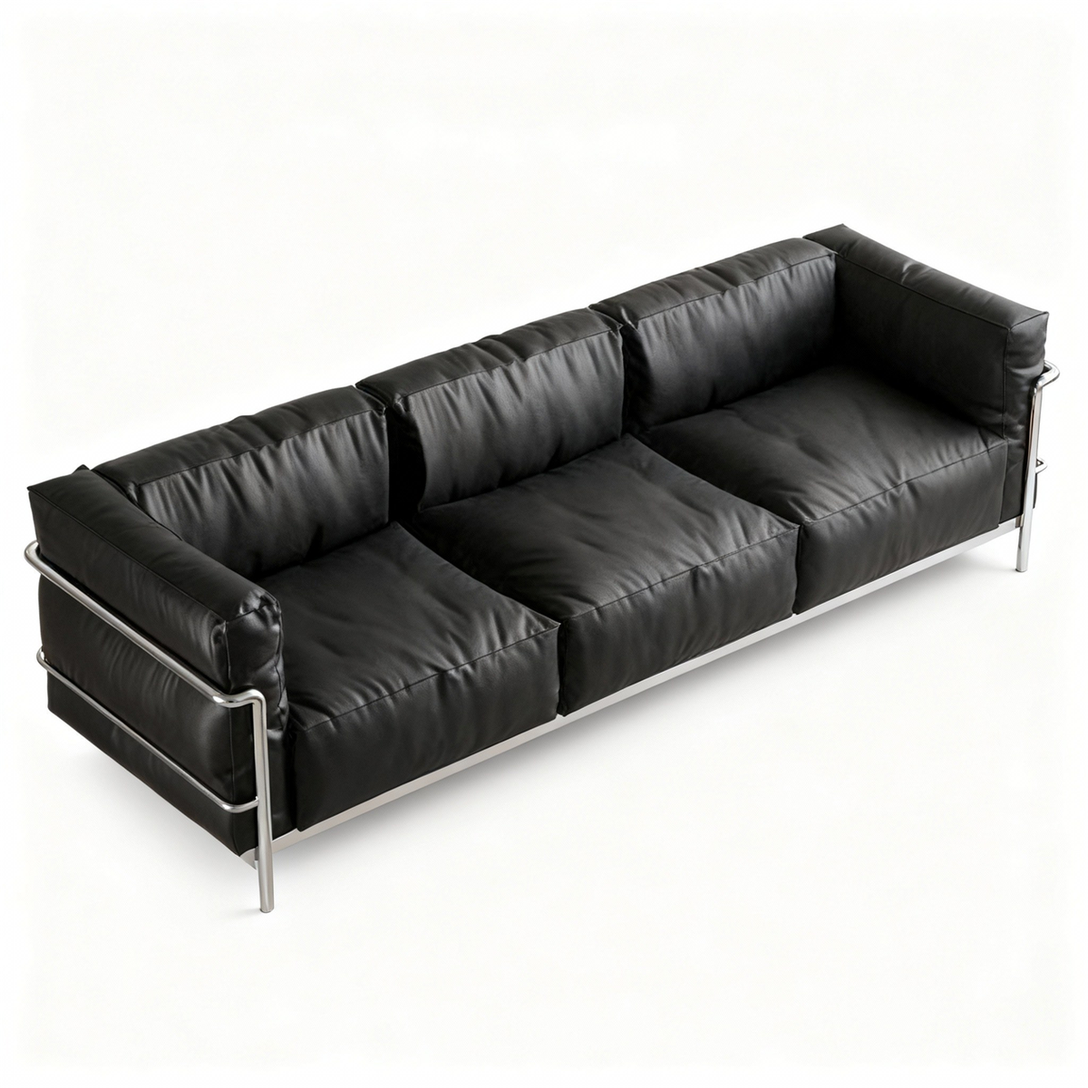 Box Frame Leather Lounge Sofa in three seater front view