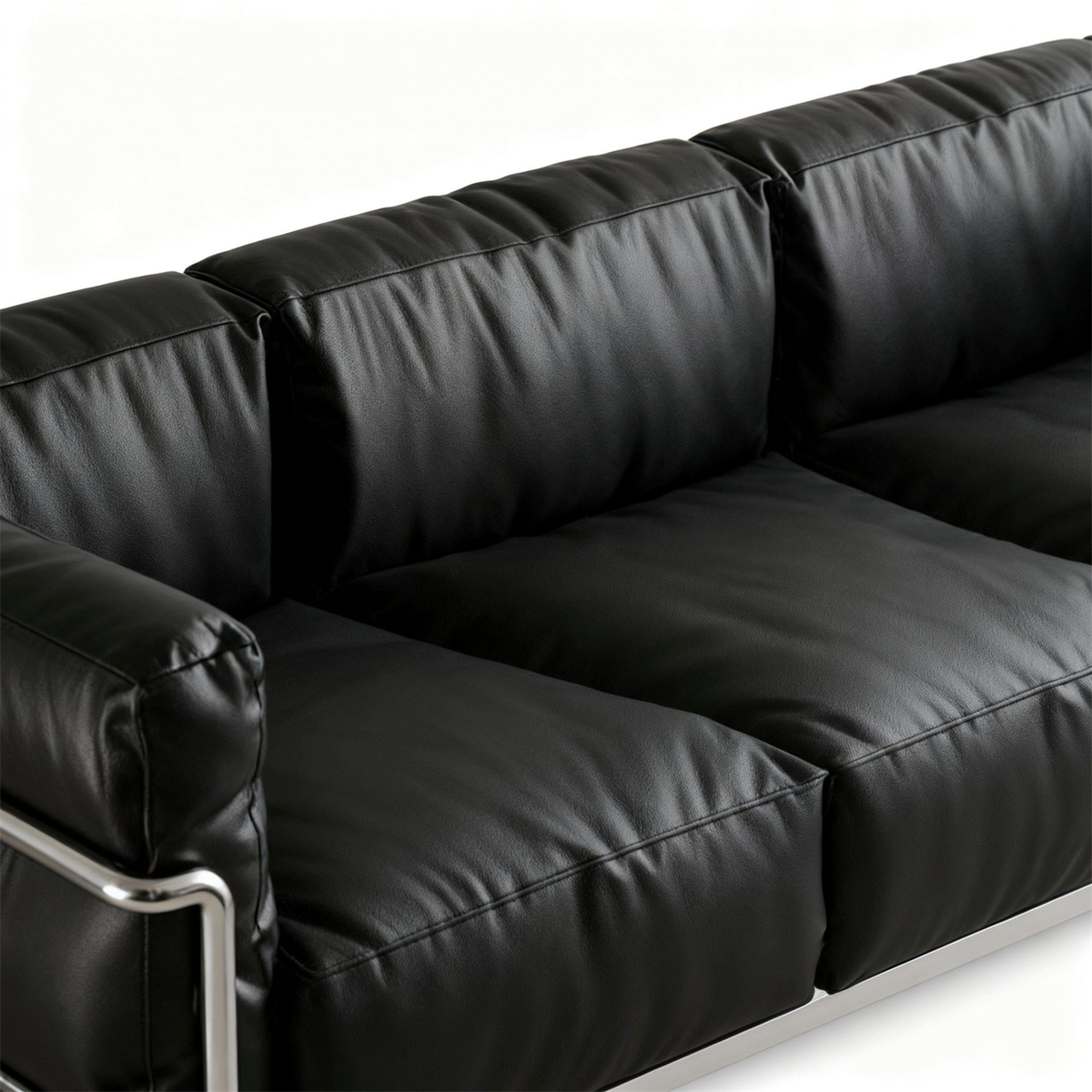 Box Frame Leather Lounge Sofa in three seater angled view