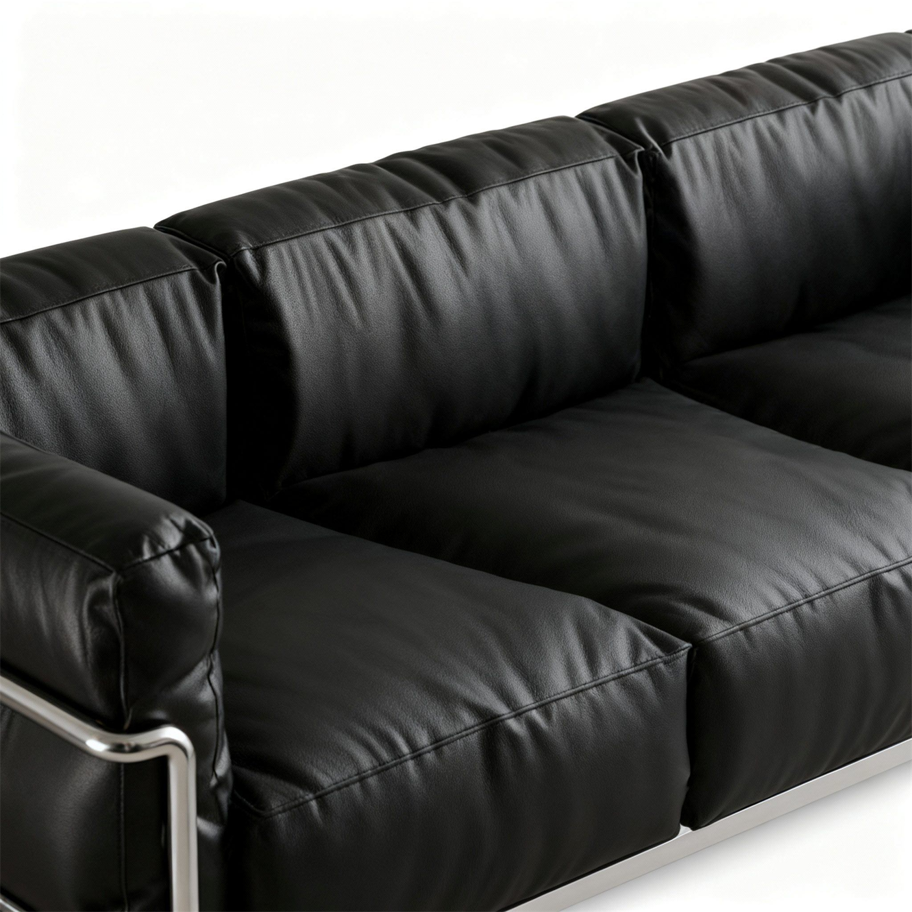 Box Frame Leather Lounge Sofa in three seater angled view