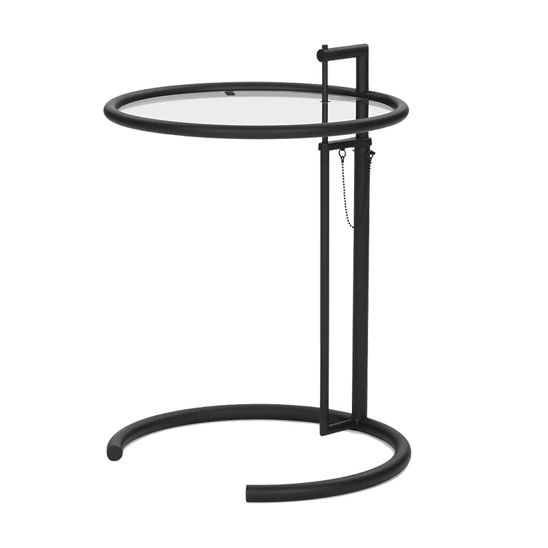 Height Adjustable Glass Side Table open metal base detail