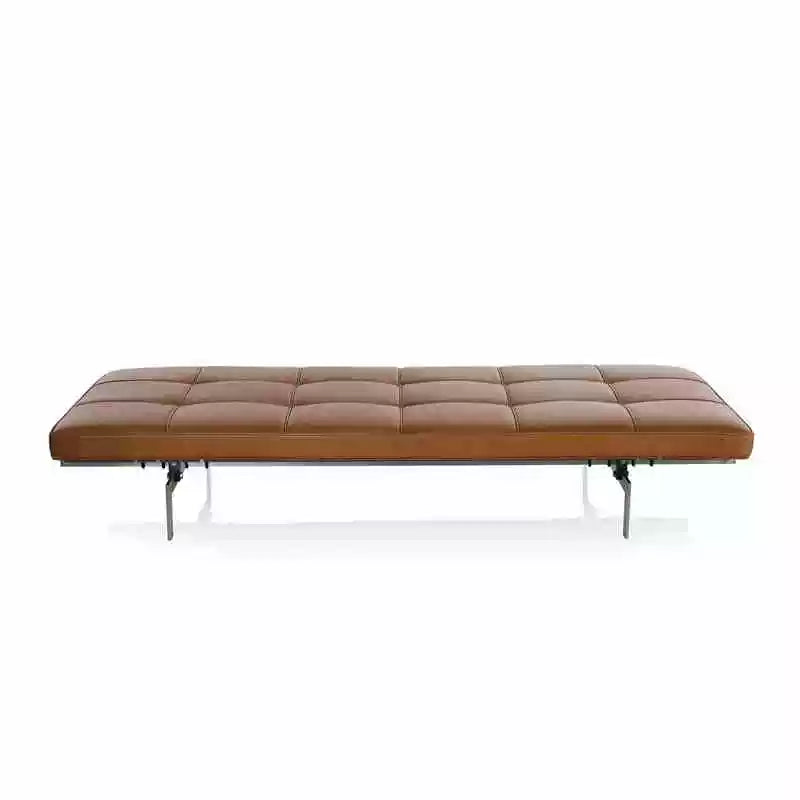 Minimalist Leather Daybed Bench leather cushion close up