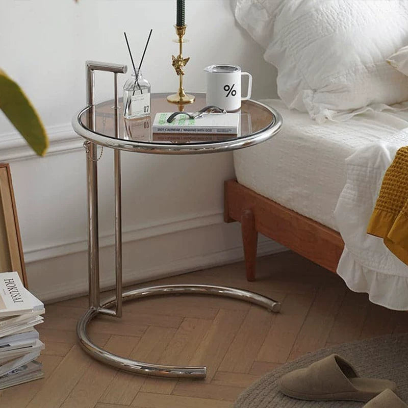 Height Adjustable Glass Side Table glass tabletop detail