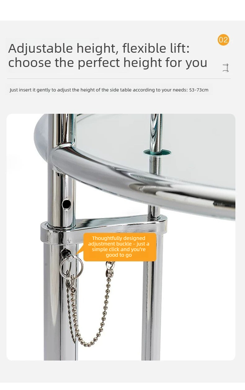 Height Adjustable Glass Side Table white variant