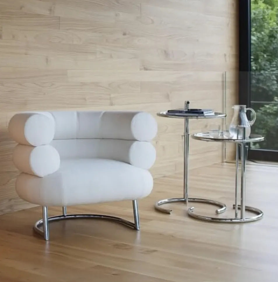 Height Adjustable Glass Side Table in a modern living room