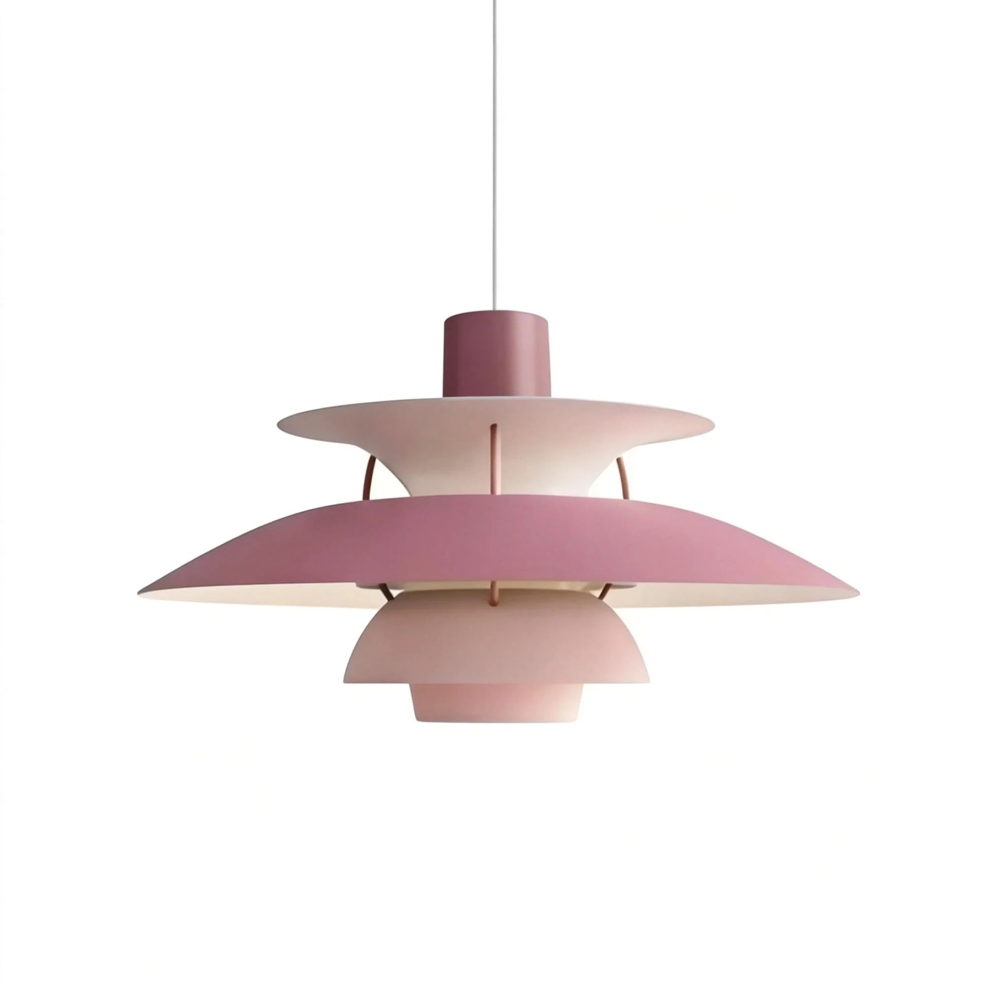 Layered Scandinavian Pendant Lamp in rose pink finish