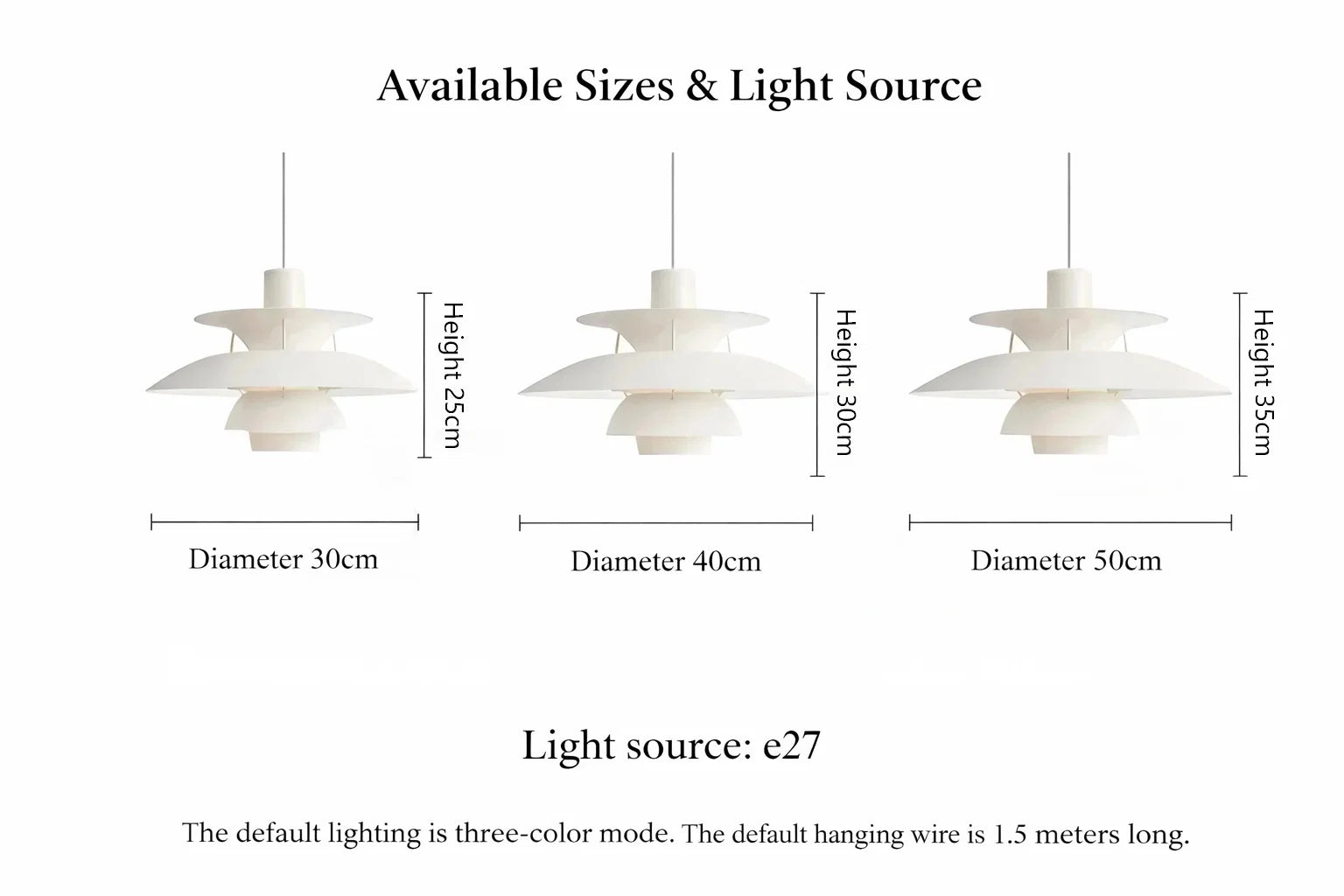 Layered Scandinavian Pendant Lamp diameter size guide