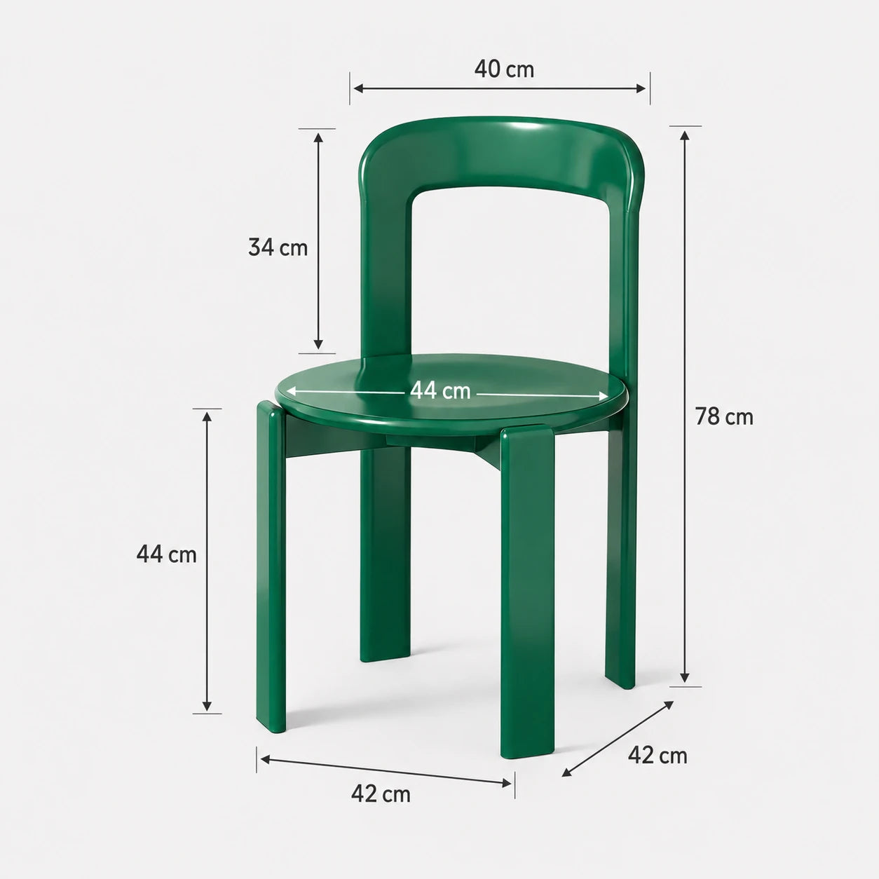 Rounded Wooden Dining Chair dimensions diagram