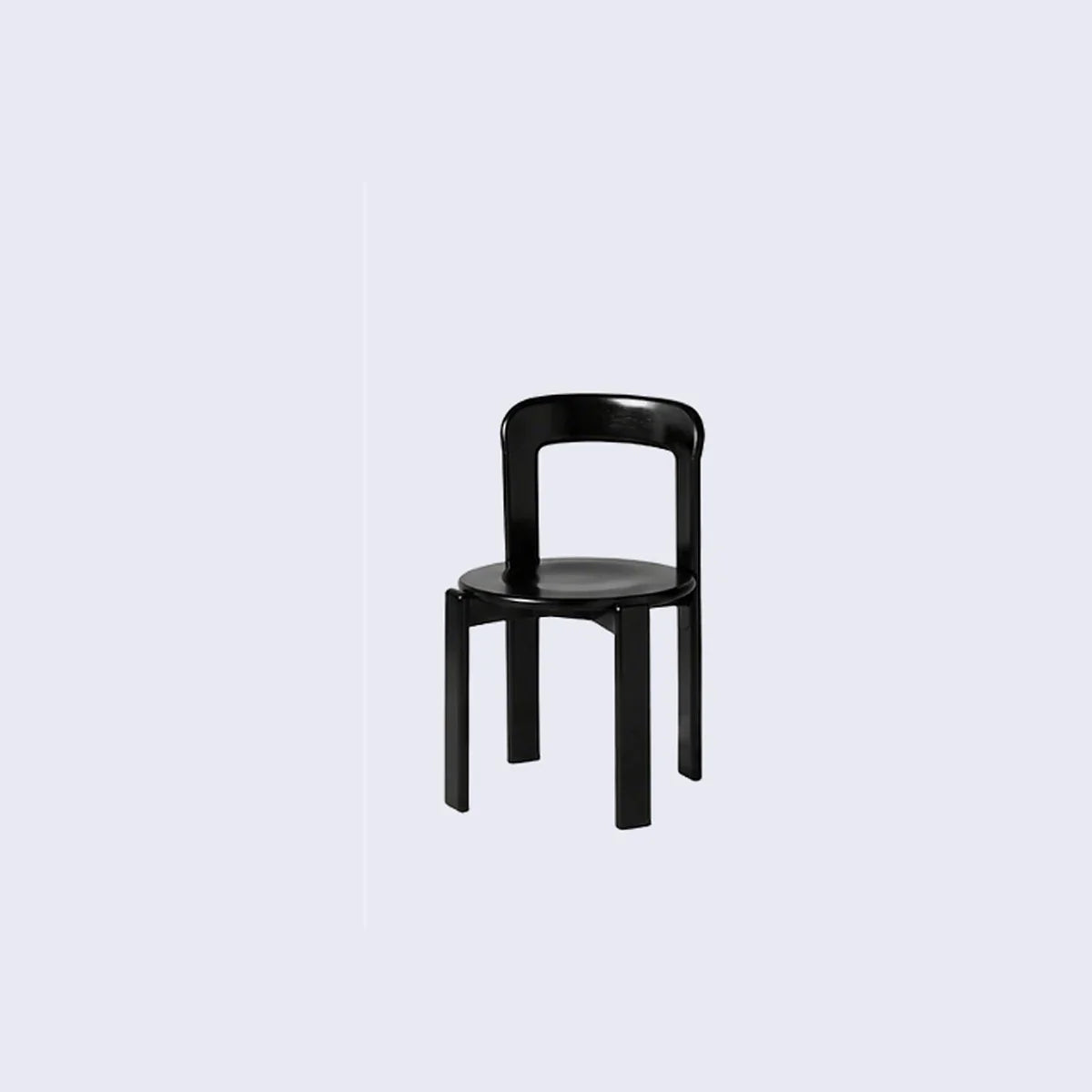 Rounded Wooden Dining Chair Black 1-Piece