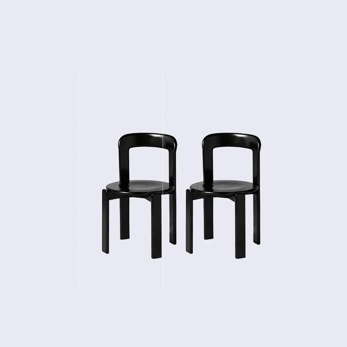 Rounded Wooden Dining Chair Black 2-Piece Set
