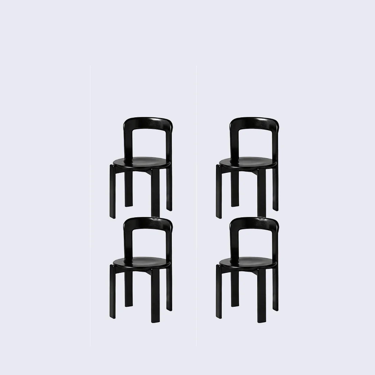 Rounded Wooden Dining Chair Black 4-Piece Set