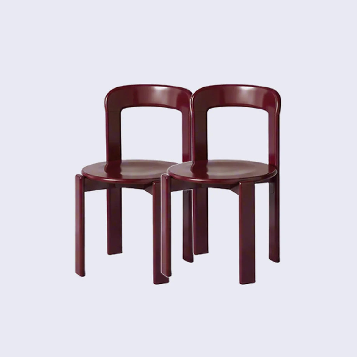 Rounded Wooden Dining Chair Burgundy 2-Piece Set