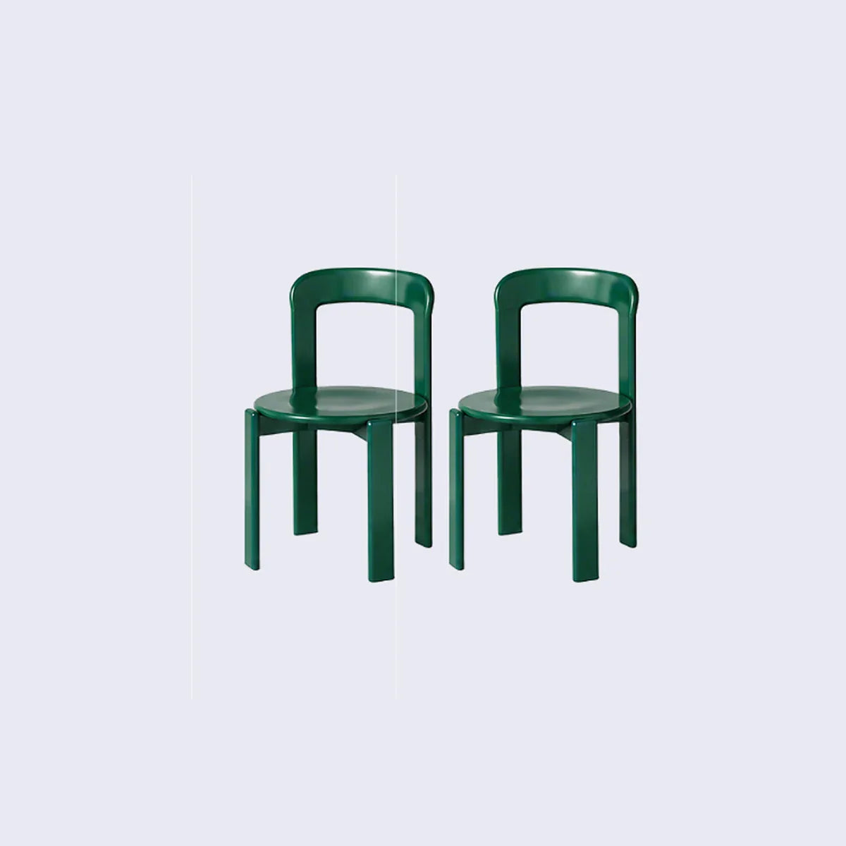 Rounded Wooden Dining Chair Green 2-Piece Set