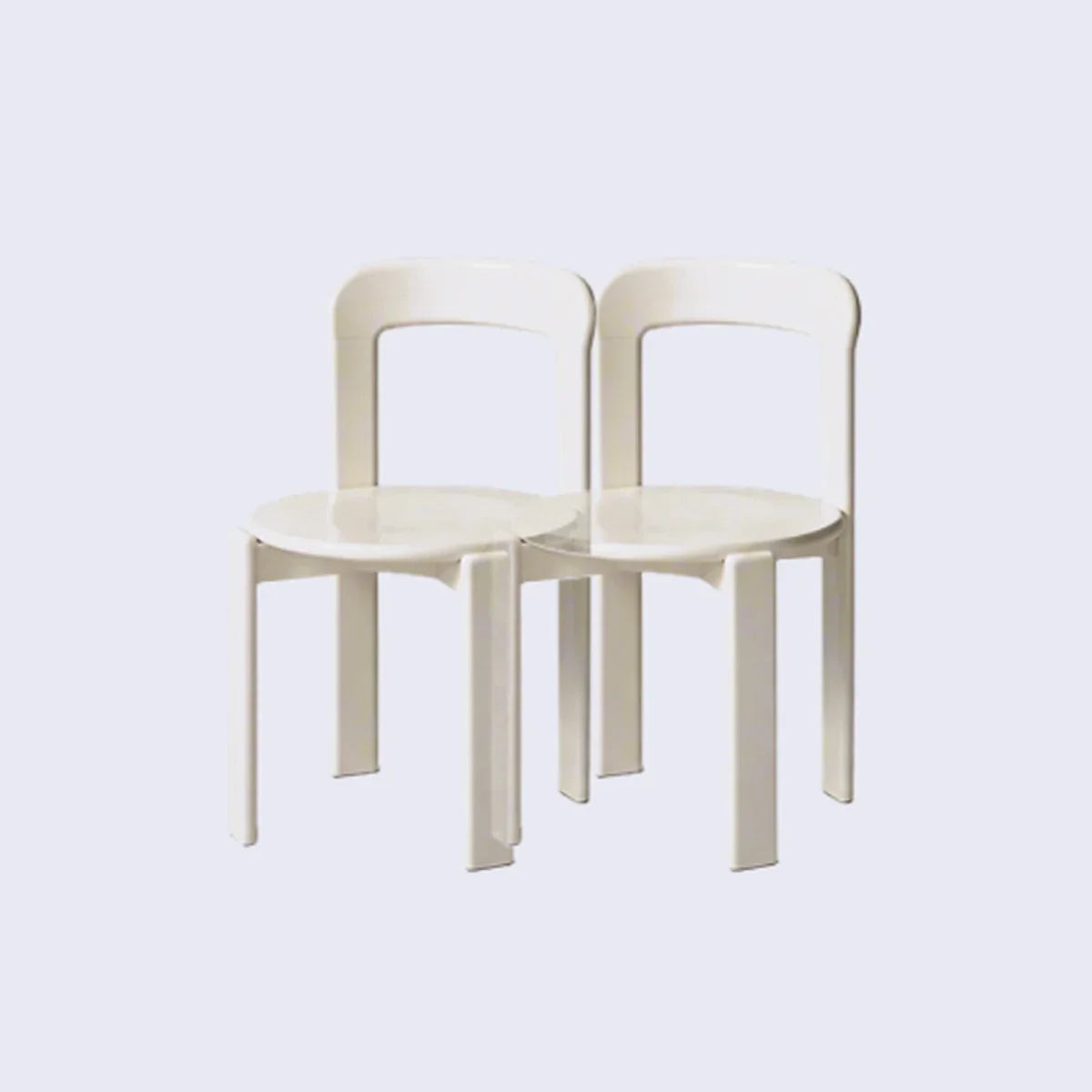 Rounded Wooden Dining Chair Off White 2-Piece Set