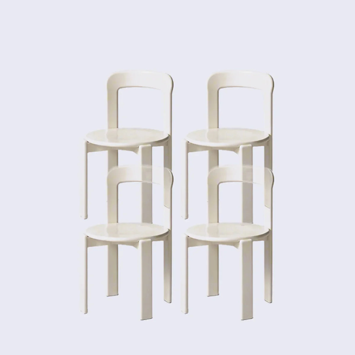 Rounded Wooden Dining Chair Off White 4-Piece Set