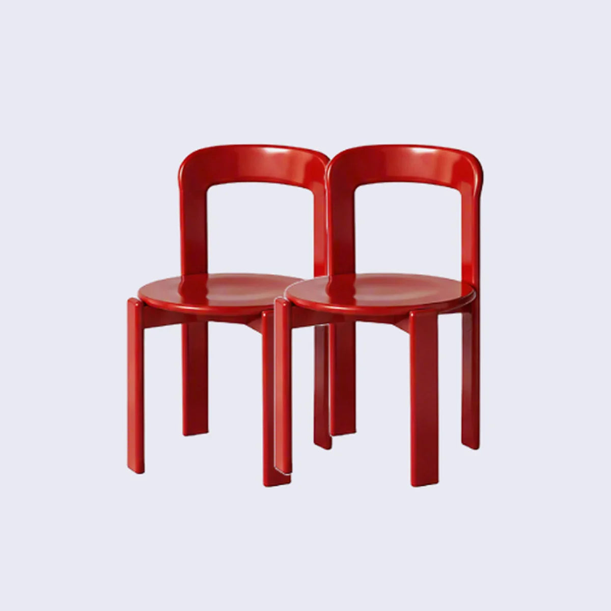Rounded Wooden Dining Chair Red 2-Piece Set