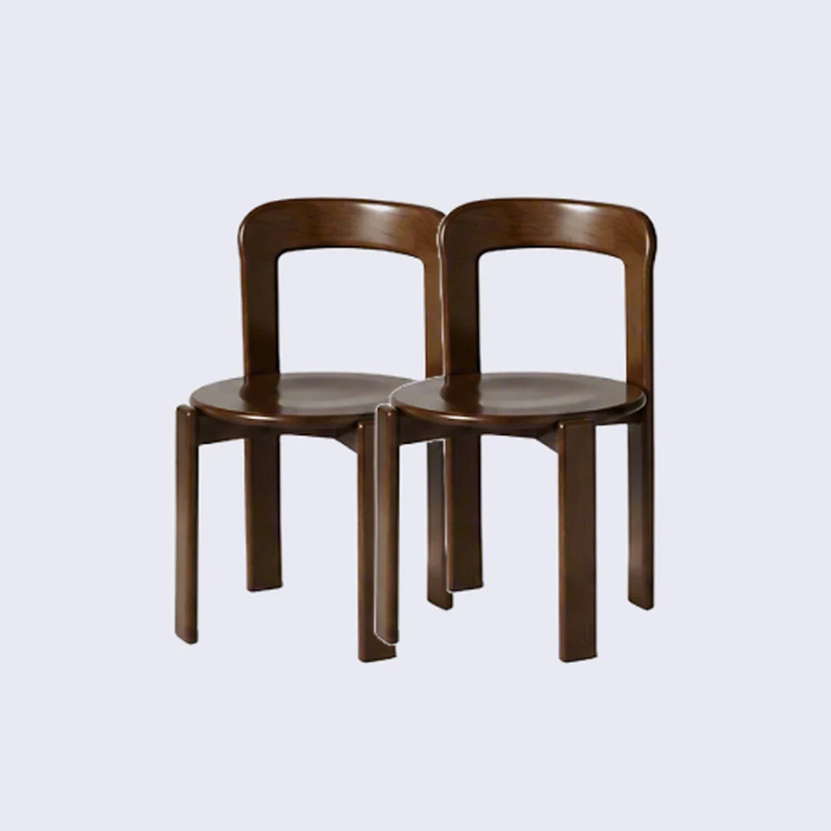Rounded Wooden Dining Chair Walnut 2-Piece Set