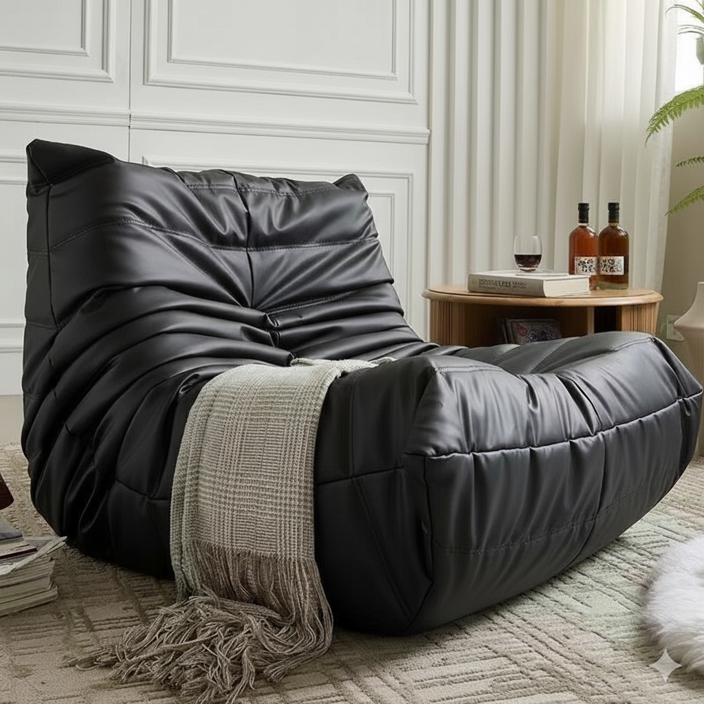 Black low profile lounge module in a modern living room